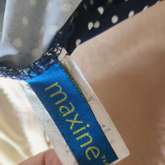 maxine of hollywood polka dot one piece ruched swimsuit blue size 14 - Picture 5 of 6